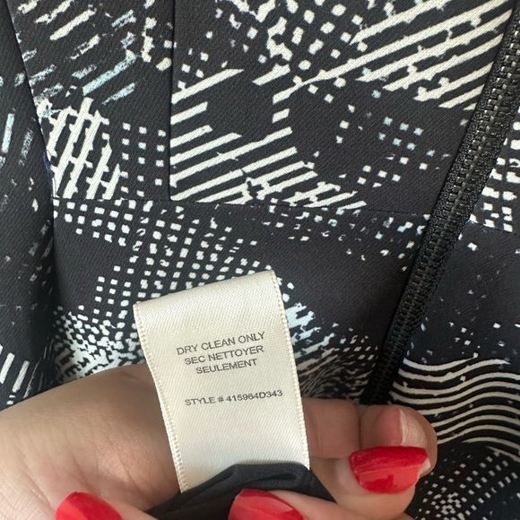 NEW Rebecca Taylor Black and White Printed A Line Fit & Flare Sheath Dress Sz 0 - Picture 5 of 6